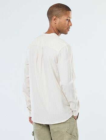 Chemise en flanelle uni avec un col mao