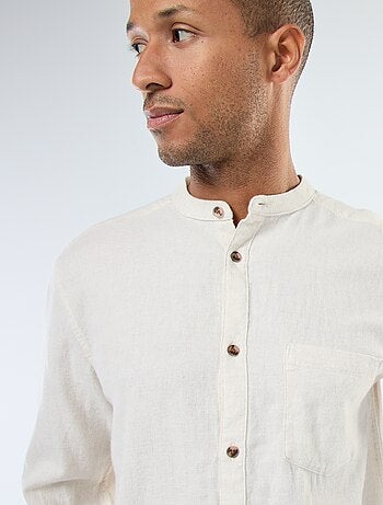 Chemise en flanelle uni avec un col mao