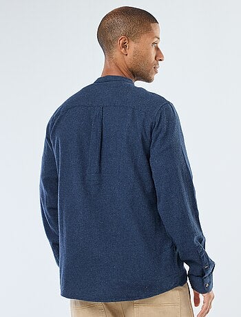 Chemise en flanelle uni avec un col mao