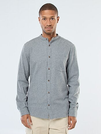 Chemise en flanelle uni avec un col mao