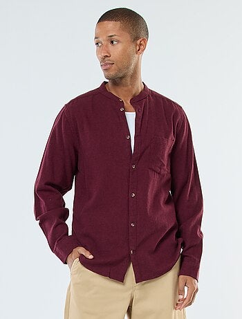 Chemise en flanelle uni avec un col mao