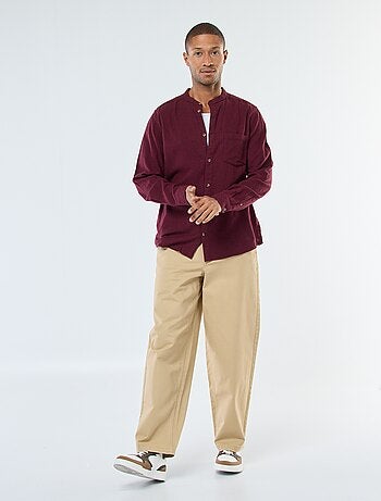 Chemise en flanelle uni avec un col mao