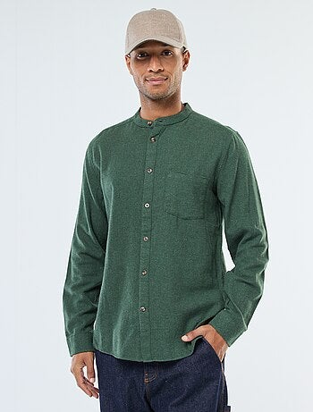 Chemise en flanelle uni avec un col mao