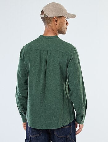 Chemise en flanelle uni avec un col mao
