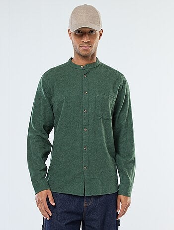 Chemise en flanelle uni avec un col mao