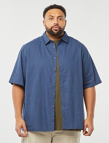 Chemise en lin mélangé à manches courtes