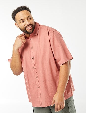 Chemise en lin mélangé à manches courtes