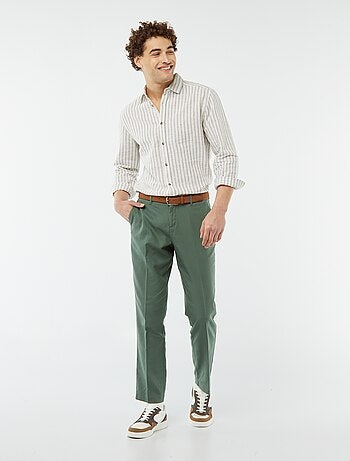 Chemise en lin mélangé rayée