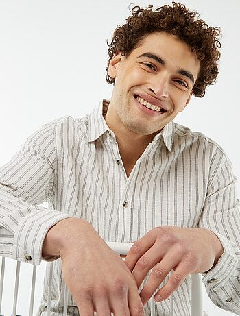 Chemise en lin mélangé rayée