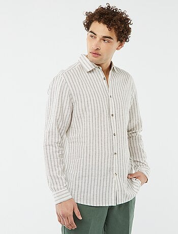 Chemise en lin mélangé rayée