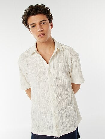 Chemise en maille ajourée manches courtes