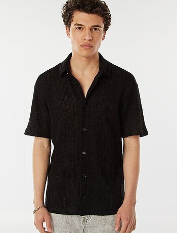 Chemise en maille ajourée manches courtes