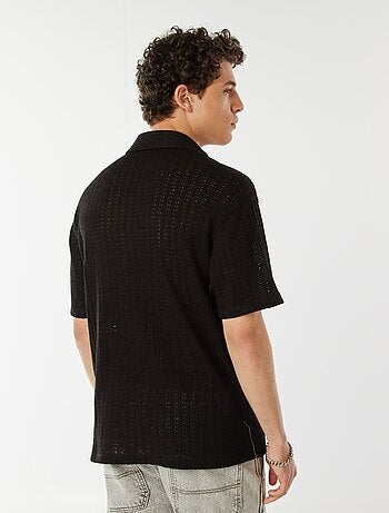 Chemise en maille ajourée manches courtes