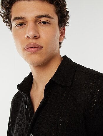Chemise en maille ajourée manches courtes
