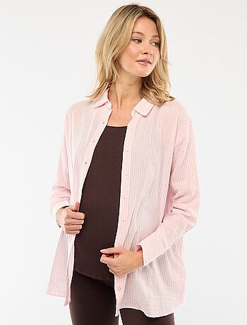 Chemise grossesse en coton rayée