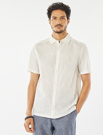 Chemise manches courtes à motifs brodés