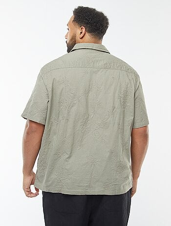 Chemise manches courtes avec broderies fleurs all over