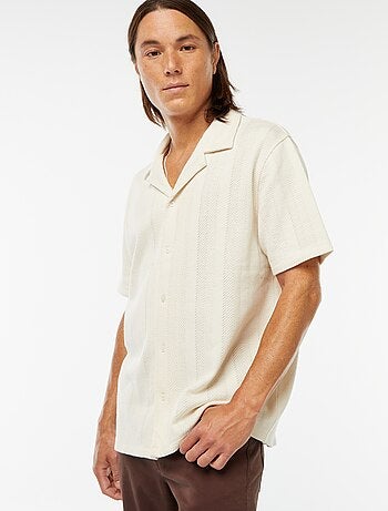 Chemise manches courtes en maille ajourée