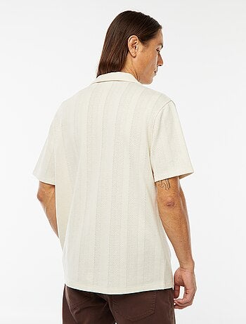 Chemise manches courtes en maille ajourée