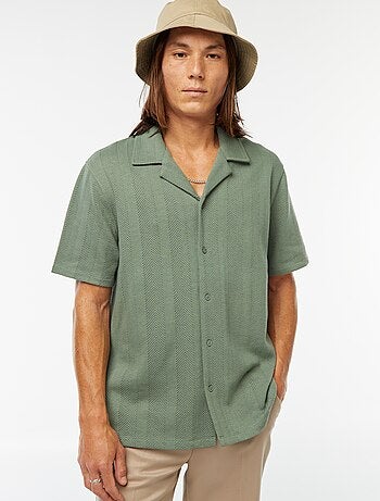 Chemise manches courtes en maille ajourée