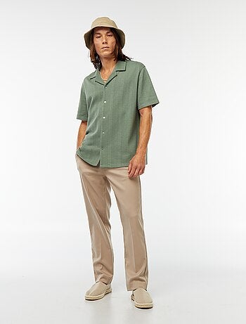 Chemise manches courtes en maille ajourée