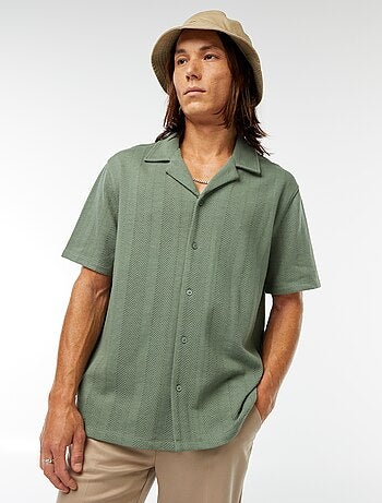 Chemise manches courtes en maille ajourée
