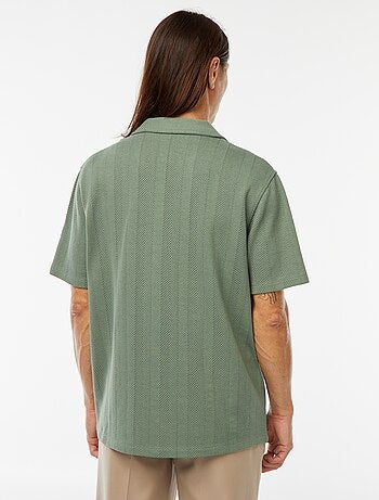 Chemise manches courtes en maille ajourée