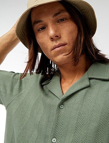 Chemise manches courtes en maille ajourée