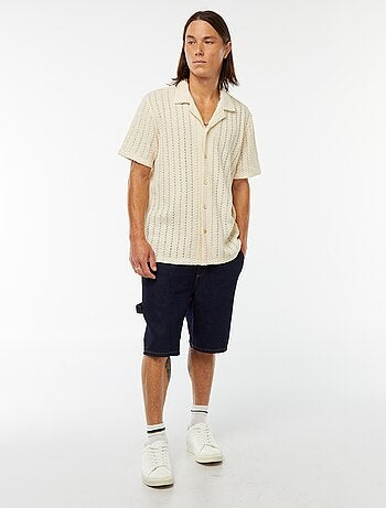 Chemise manches courtes en matière ajourée
