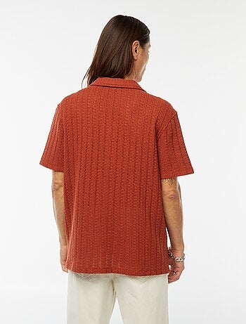 Chemise manches courtes en matière ajourée