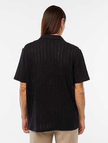 Chemise manches courtes en matière ajourée