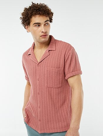 Chemise manches courtes en matière ajourée