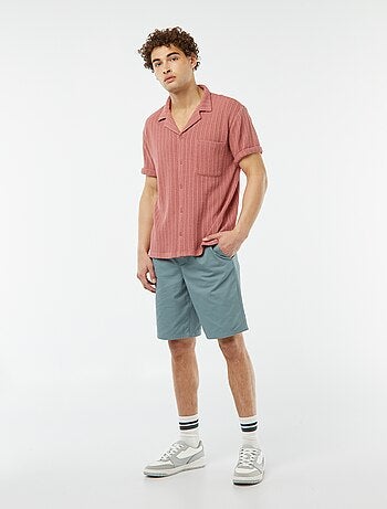 Chemise manches courtes en matière ajourée