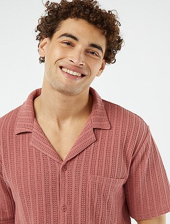Chemise manches courtes en matière ajourée