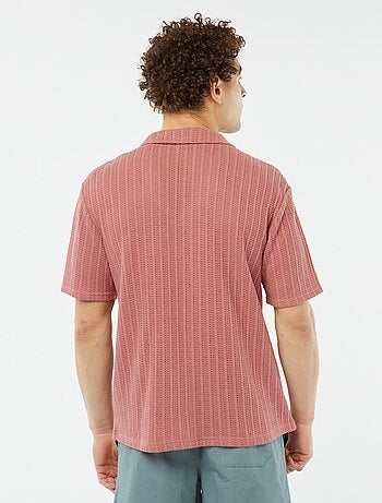 Chemise manches courtes en matière ajourée