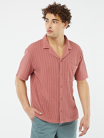 Chemise manches courtes en matière ajourée