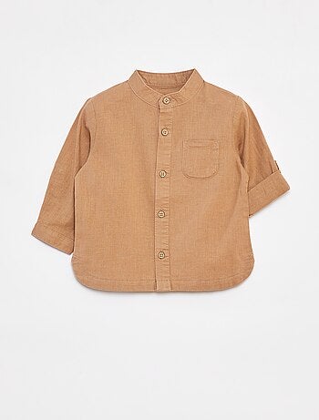 Chemise mao en lin mélangé