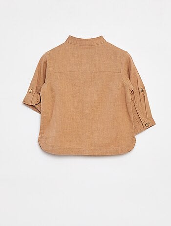 Chemise mao en lin mélangé