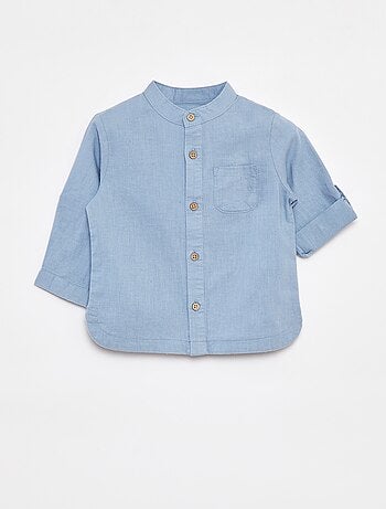 Chemise mao en lin mélangé