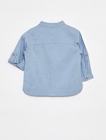 Chemise mao en lin mélangé