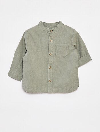 Chemise mao en lin mélangé