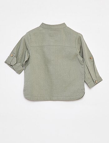 Chemise mao en lin mélangé