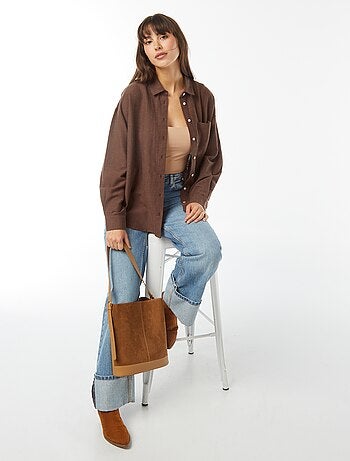 Chemise oversize en lin rayé