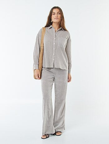 Chemise oversize en lin rayé