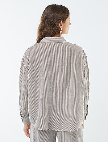 Chemise oversize en lin rayé