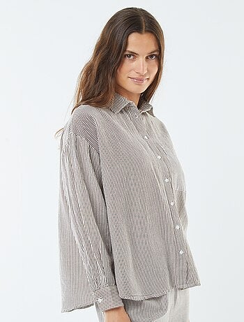 Chemise oversize en lin rayé