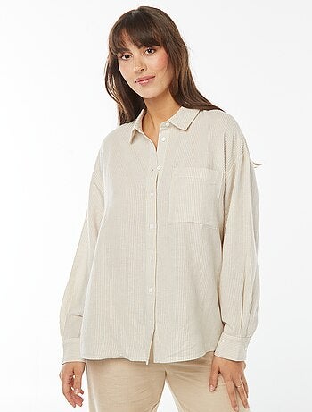 Chemise oversize en lin rayé