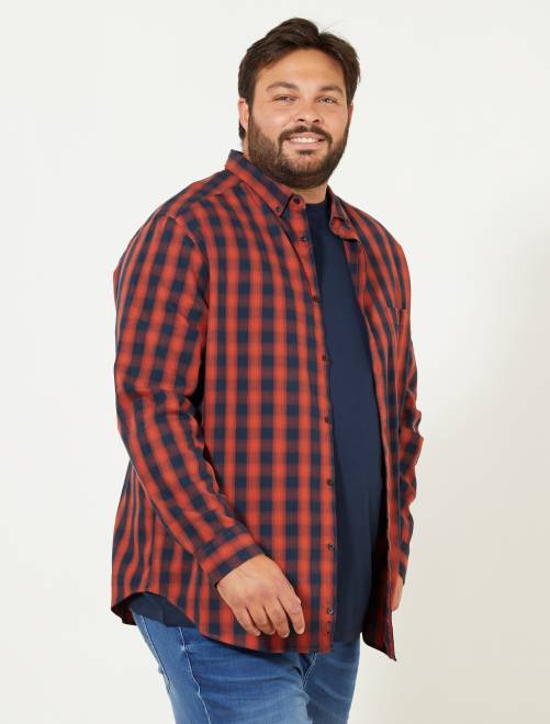 Chemise regular à carreaux Grande taille homme - rouge ...