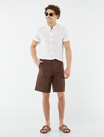 Chemise unie manches courtes col mao