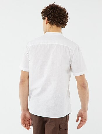 Chemise unie manches courtes col mao